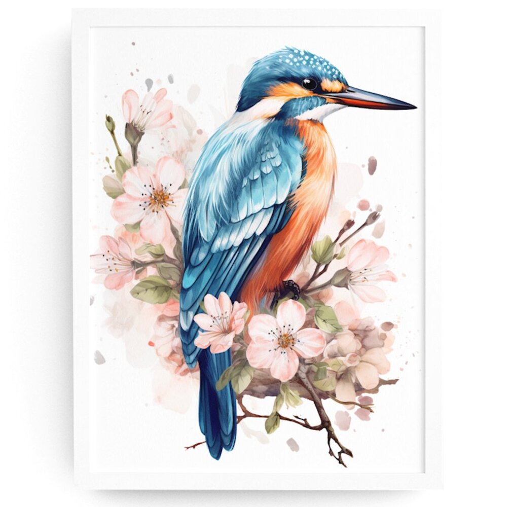 Kingfisher Bird Wall Art Watercolor Illustration Print Poster Card Unframed